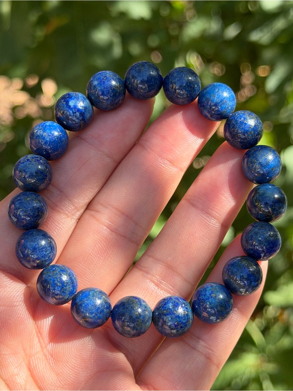 10.5mm Blue Lapis Lazuli Bead Stretch Bracelet 2305